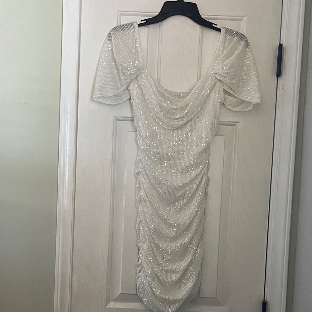 Hello Molly White Sequin Mini Dress